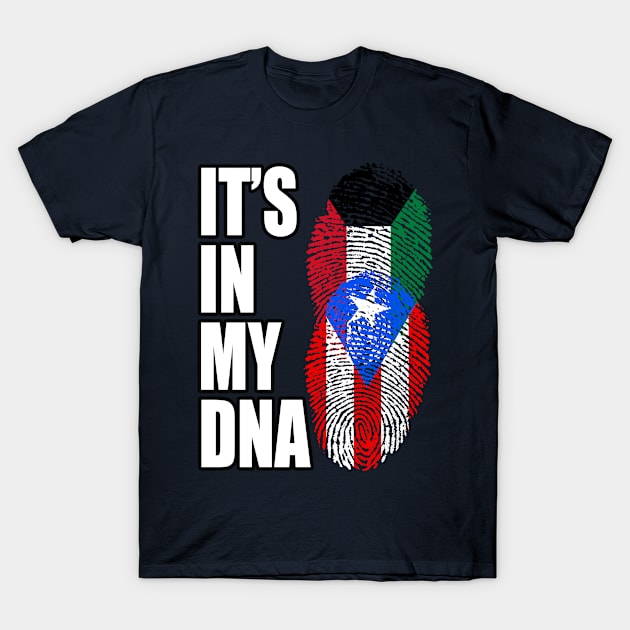 Puerto Rican And Kuwaiti Mix DNA Flag Heritage T-Shirt by Just Rep It!!